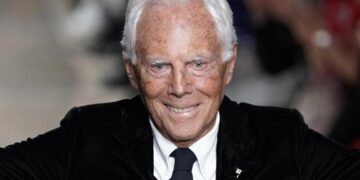 epa07597465 Italian fashion designer Giorgio Armani smiles after the presentation of his Cruise collection 2020 at the Tokyo National Museum in Tokyo, Japan, 24 May 2019.  EPA/FRANCK ROBICHON